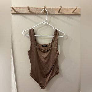Mauve/ brown seamless thong bodysuit - square neck